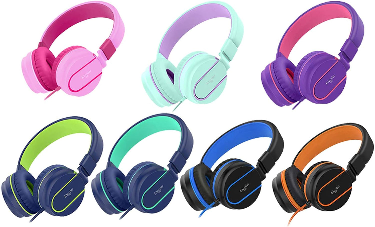 I36 Kids Headphones Children Girls Boys Teens Foldable Adjustable on Ear Headphones 3.5Mm Jack Compatible Cellphones Computer Kindle MP3/4 School Tablet Green/Purple